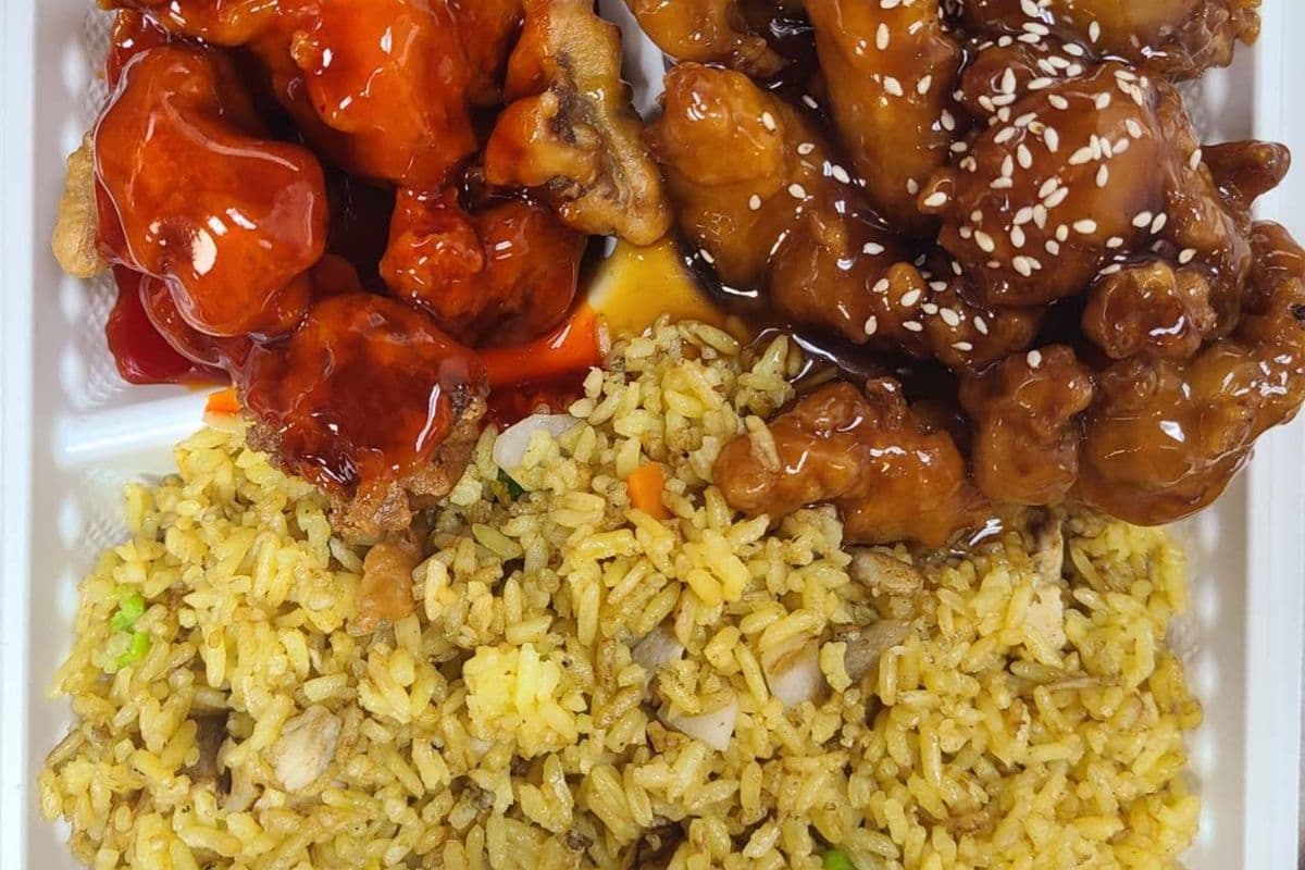 C4. vegetables spring roll, sweet and sour pork, sesame chicken.