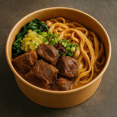 Beef w/ Spicy Marinated Sauce Sliced Noodle Bento🌶🥜 / 香辣牛肉乾拌刀削麵便當🌶🥜
