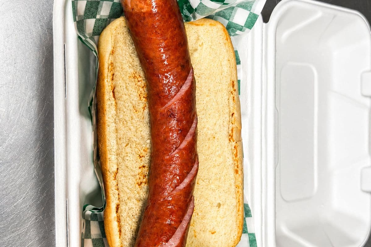 Massive Farmer Sausage (Gluten Free) on a Bun