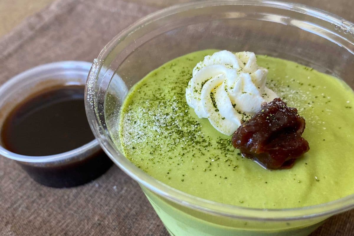 Green Tea Mousse with Red Bean Sauce