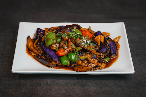 Shredded Pork & Eggplant in Garlic Chili Sauce (Spicy) / 魚香茄子(辣)