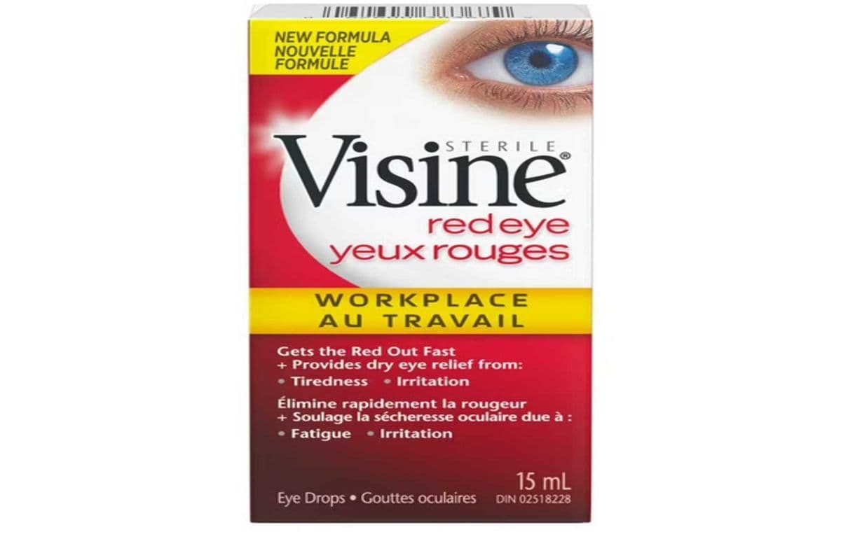 Visine Workplace Eye Drops Polyethylene Glycol, Hydrochloride - Dust Irritation, Dry Eyes, Red Eye, Strained Eyes - 15 mL
