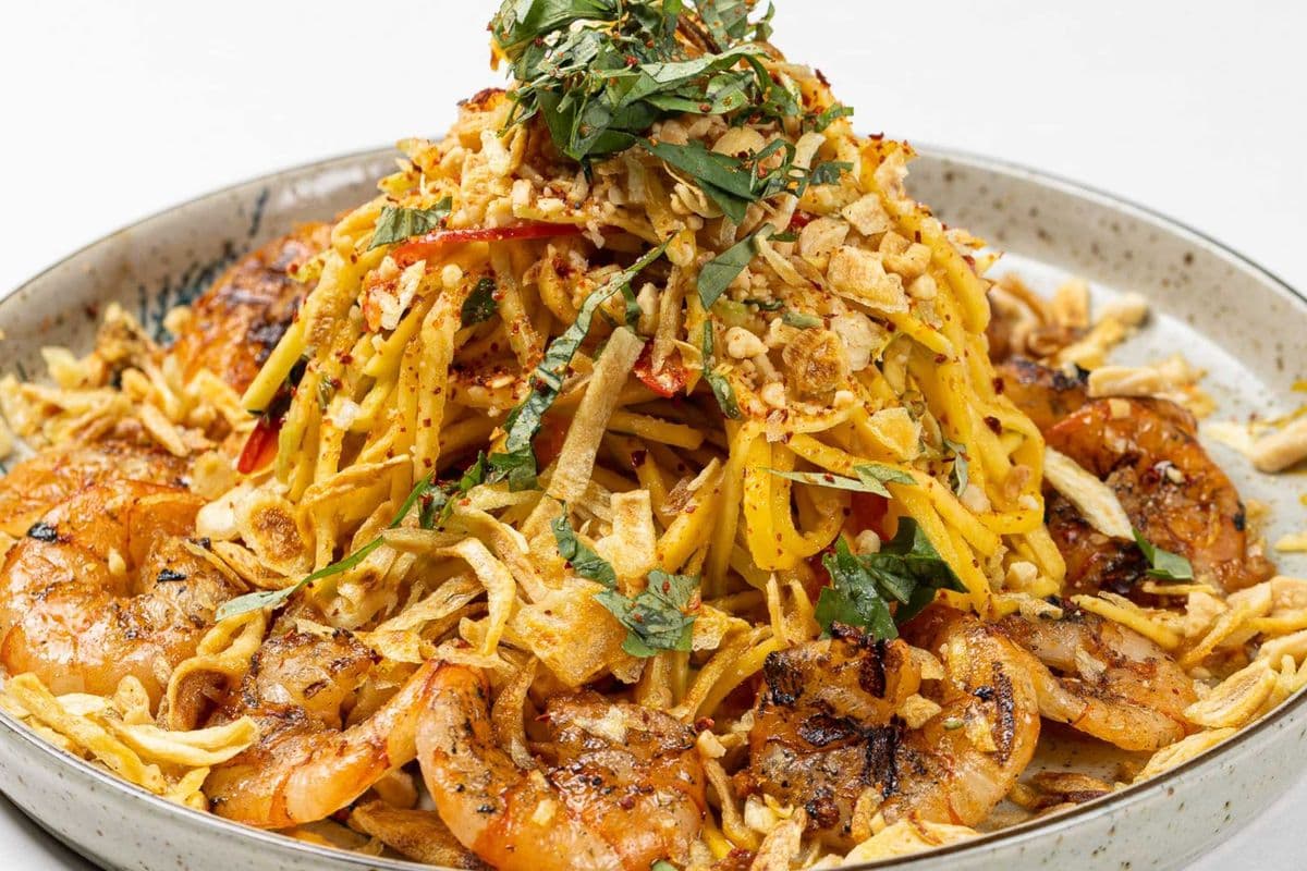 11. Mango Salad with Grilled Shrimp