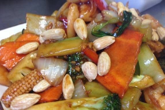Tiger Prawns with Almonds and Mixed Vegetables