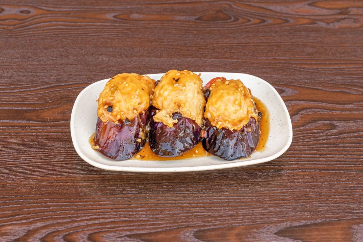 豉汁百花釀茄子 Fried Eggplant with Shrimp Paste & Black Bean Sauce (3 Pieces)