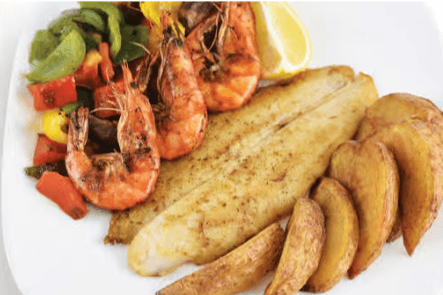 Filet et crevettes grillés / Grilled Fillet and Shrimps