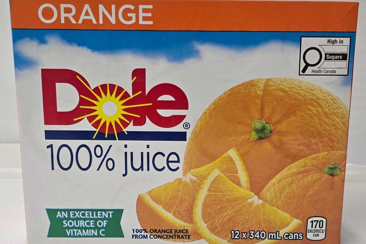 Dole Orange 100% juice 12 × 340ml (12 cans)