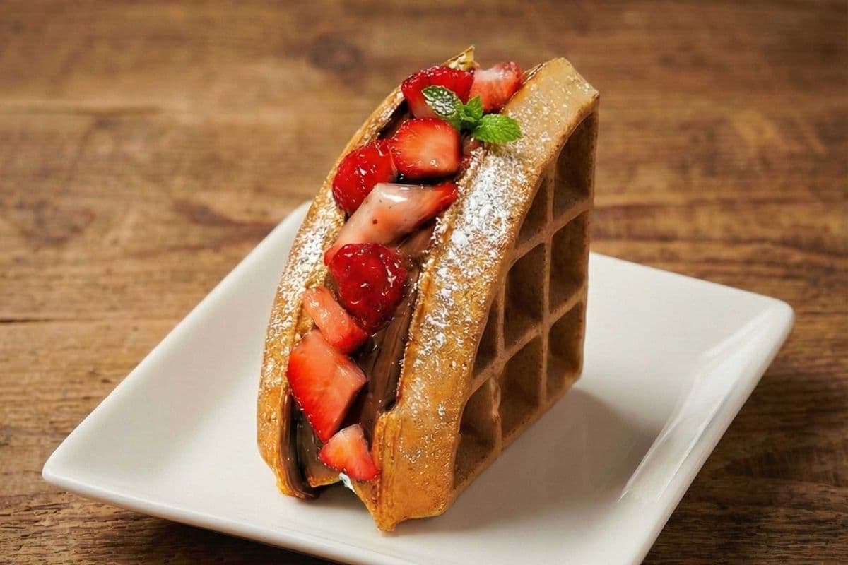 Nutella & Fresh Strawberry Mini Waffle