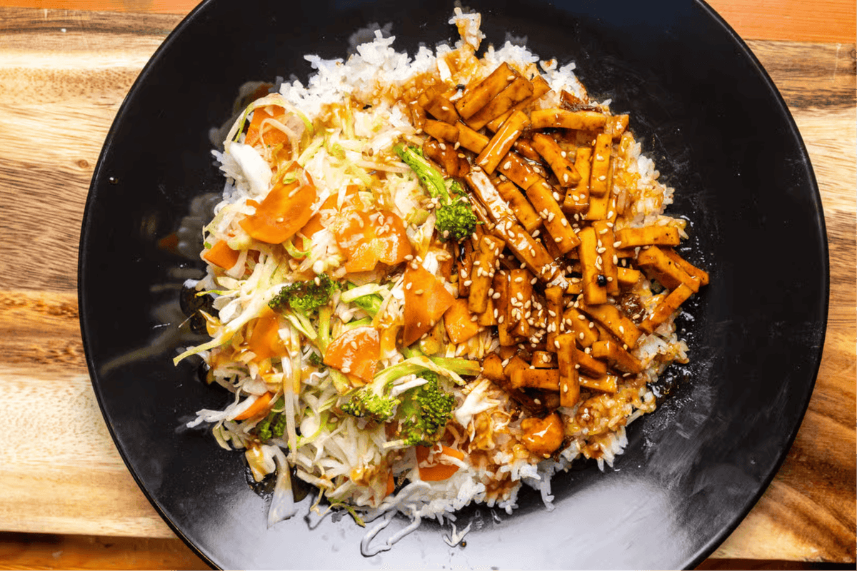 Teriyaki Tofu, Rice, and Vegetable