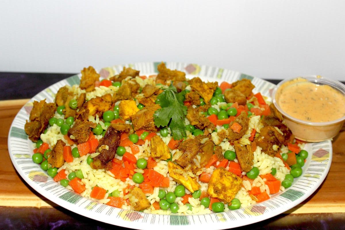 Chicken Fried Rice with Dill dressing and soya sauce