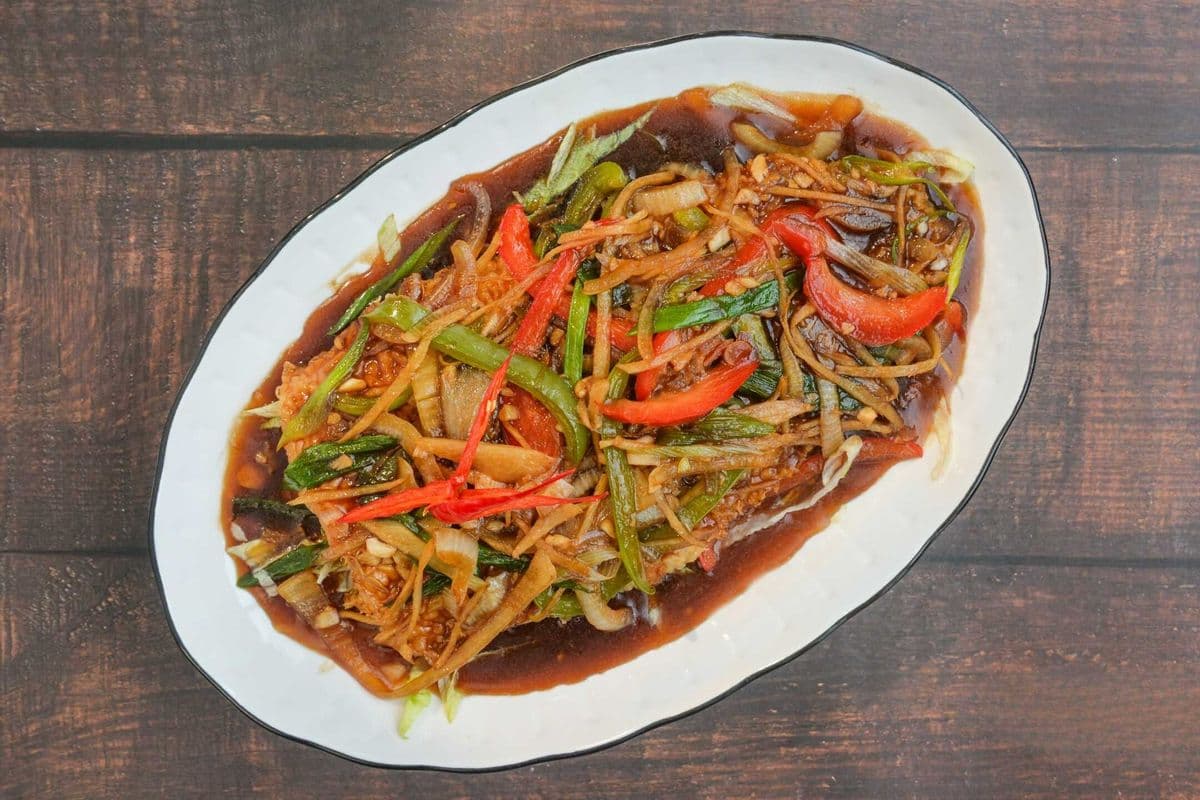 80. Basa Fish Fillet with Ginger Scallion Soy Sauce