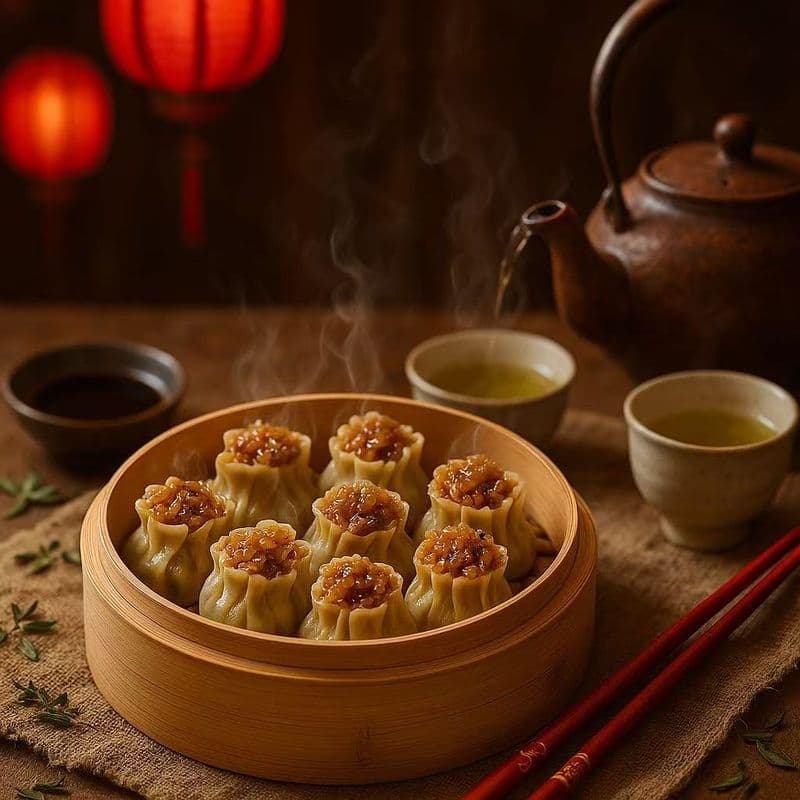 Rice and Mushroom Dumplings / Raviolis au riz et aux champignons