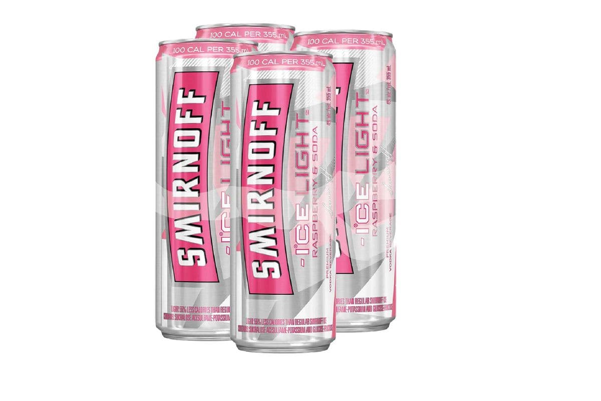 Smirnoff Ice Light Raspberry and Soda (4 Pack Cans) (4 x 355 ml Cans)