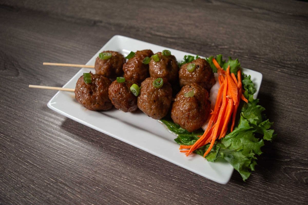 A3. Grilled Pork Balls (2 Skewers) (Nem Nuong)