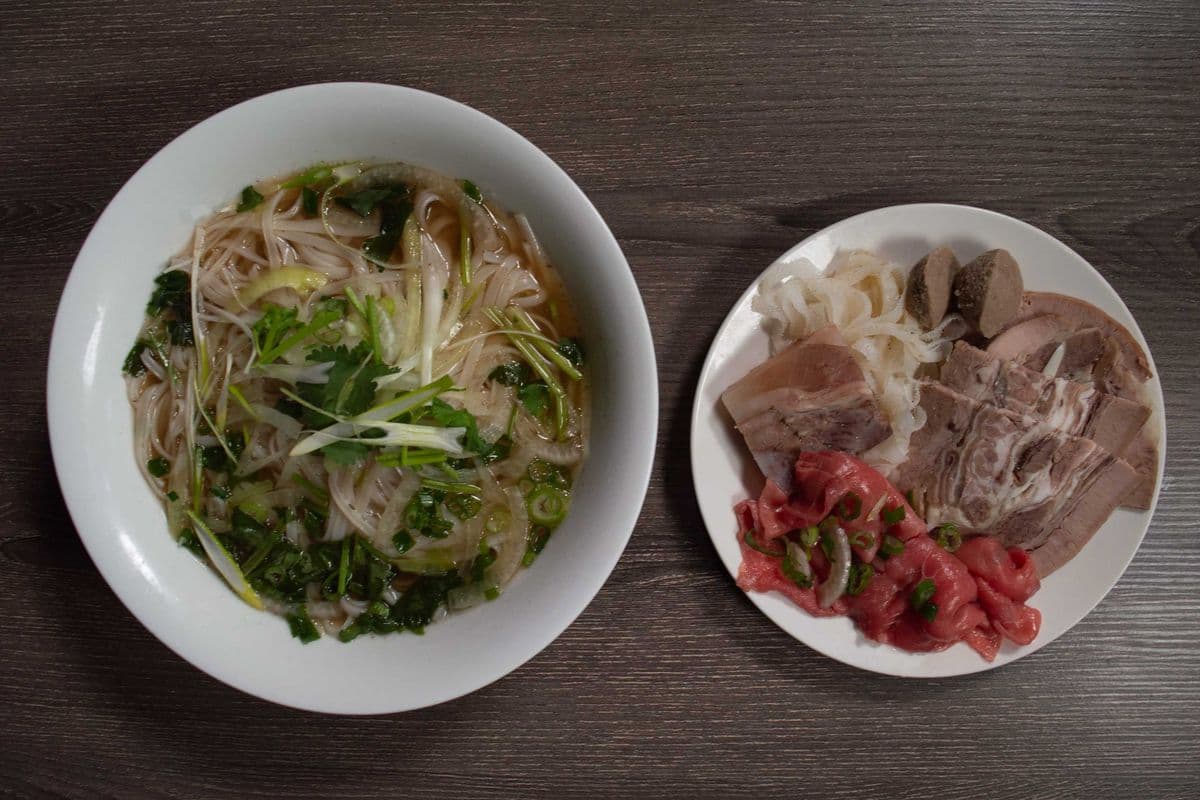 P1. Large *House Special* Rare Beef, Brisket, Beef Balls, Tripe, and Tendon Pho Noodle Soup