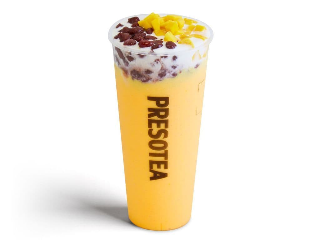 Fresh Mango Coconut Slush with Red Bean