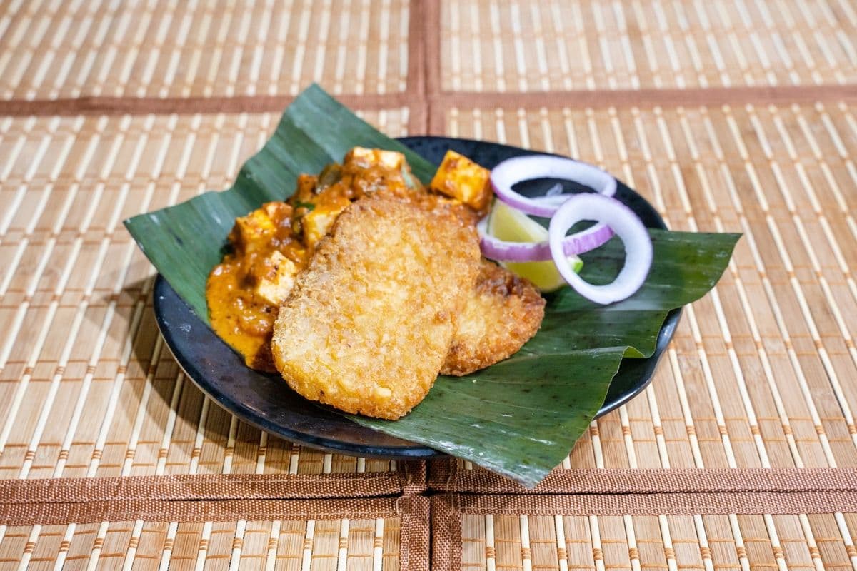 Paneer Cooked in Banana Leaf