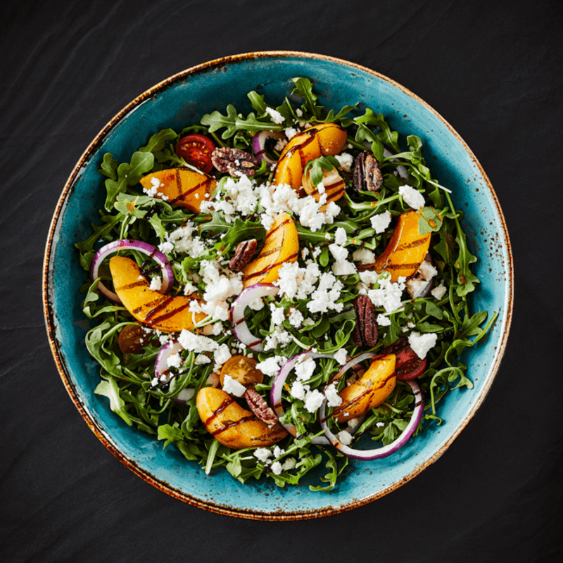 GRILLED PEACH SALAD WITH CHICKEN
