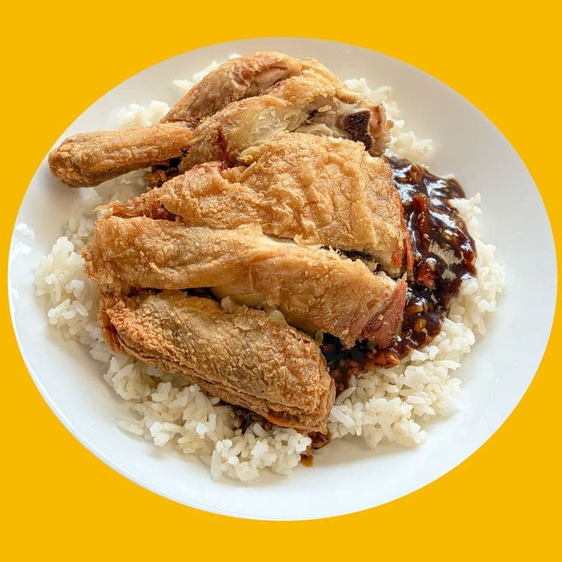 66. Poulet Frit à L'ail avec Sauce Poivre Noir 