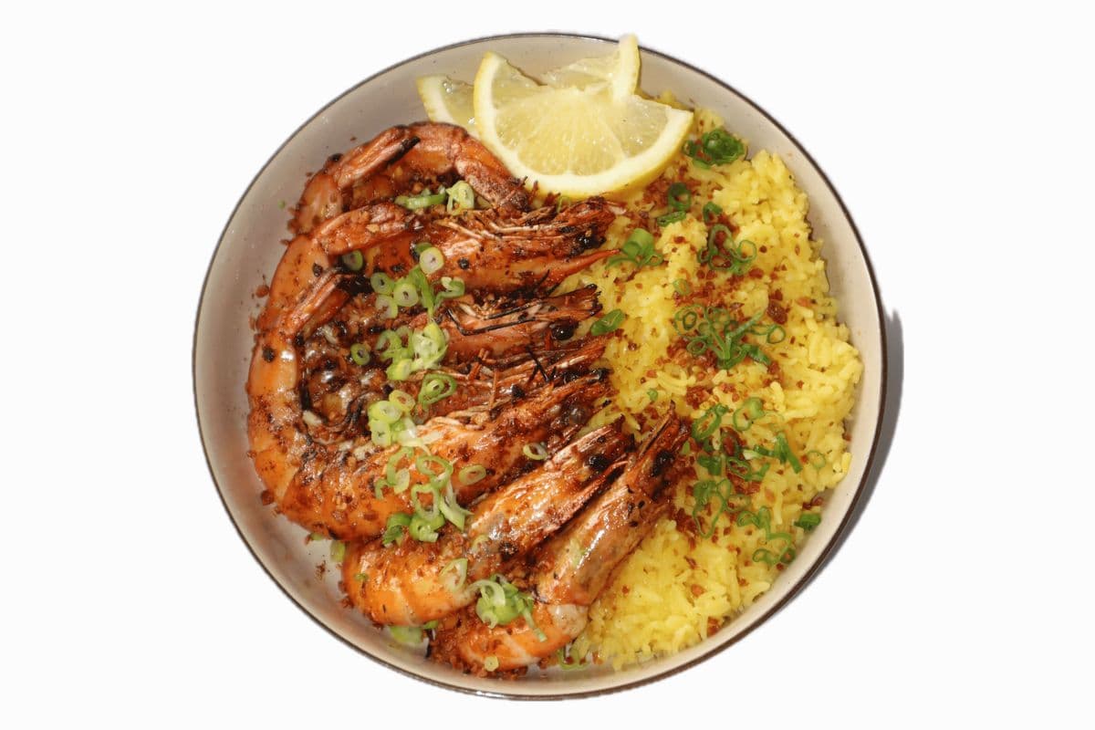 Grilled Prawns With Java Rice