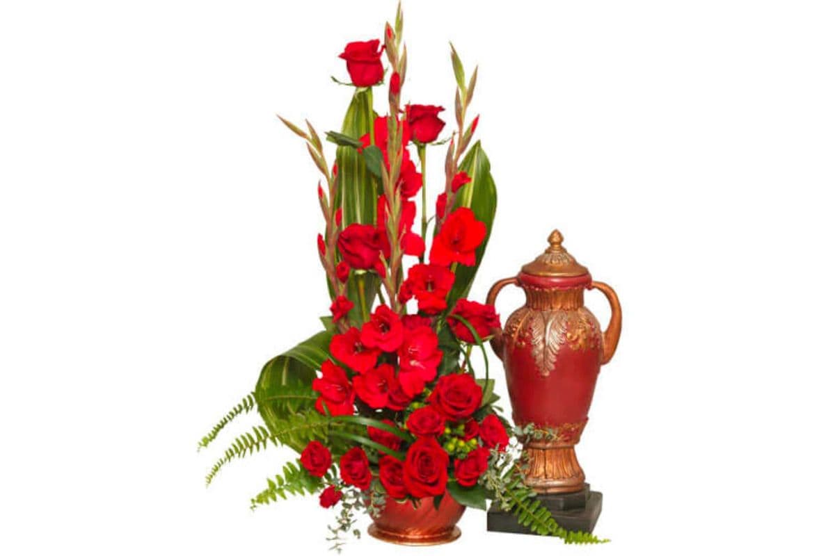 Red Remembrance Cremation Flowers(Urn Not Included)