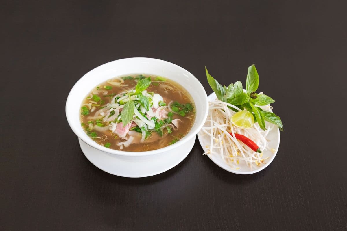 307. Spicy Vietnamese Beef Noodle Soup with Rare Beef and Beef Flank