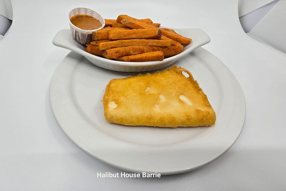 Lunch-Size Halibut and Sweet Potato Fries