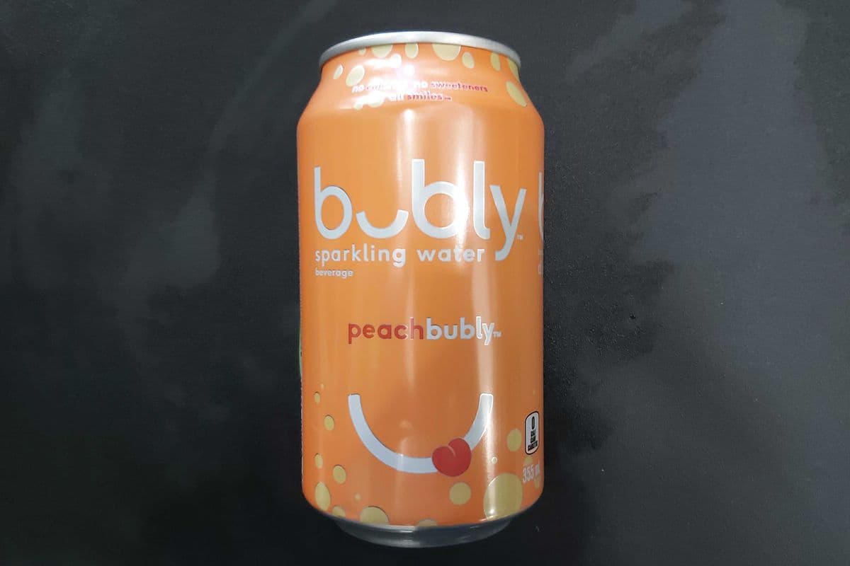 Nouveau! Bubly d'eau pétillante Pêche/ Sparkling Water Peach