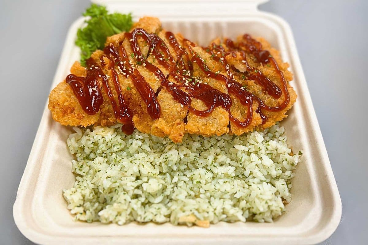 Garlic Butter Fried Rice & Pork Katsu (cutlet)