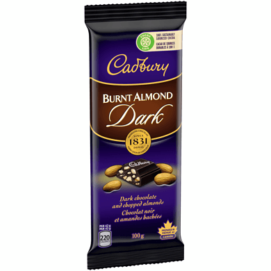 Cadbury - Chocholat Noir et amandes bachèes / Dark Chocholate and chopped almonds (100 g)