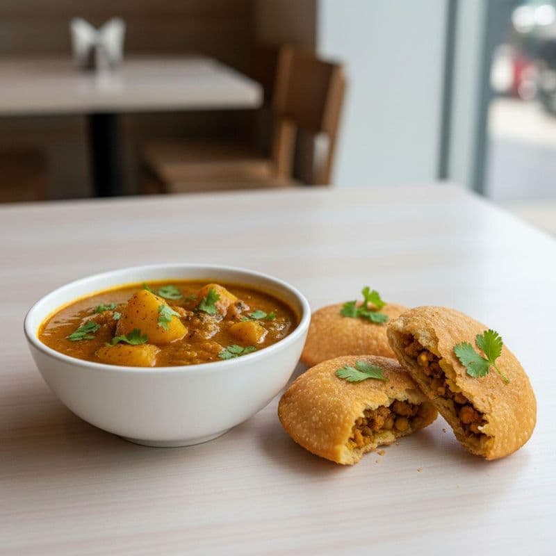 Khasta Kachori with Aloo Sabji (Potato Curry)