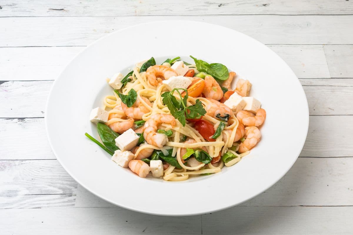 Linguini con gamberi