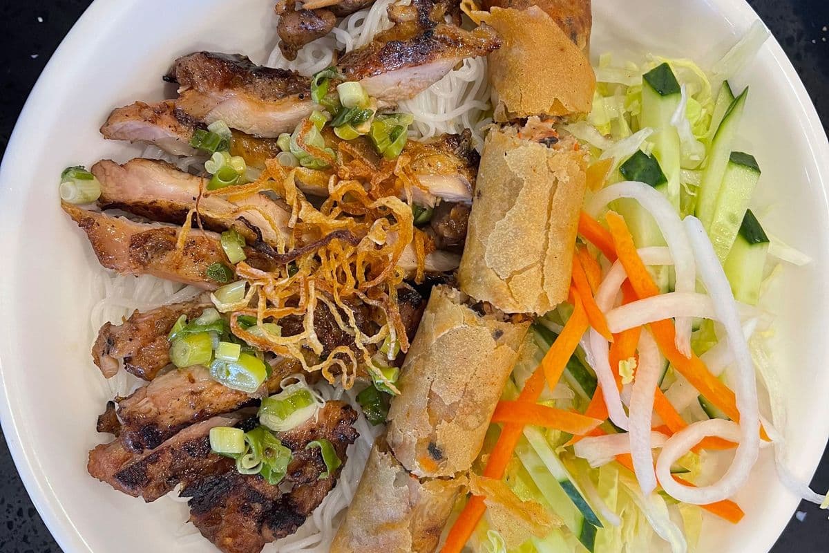 72. Grilled Chicken, Spring Roll with Vermicelli - Bún Gà Nướng, Chả Giò