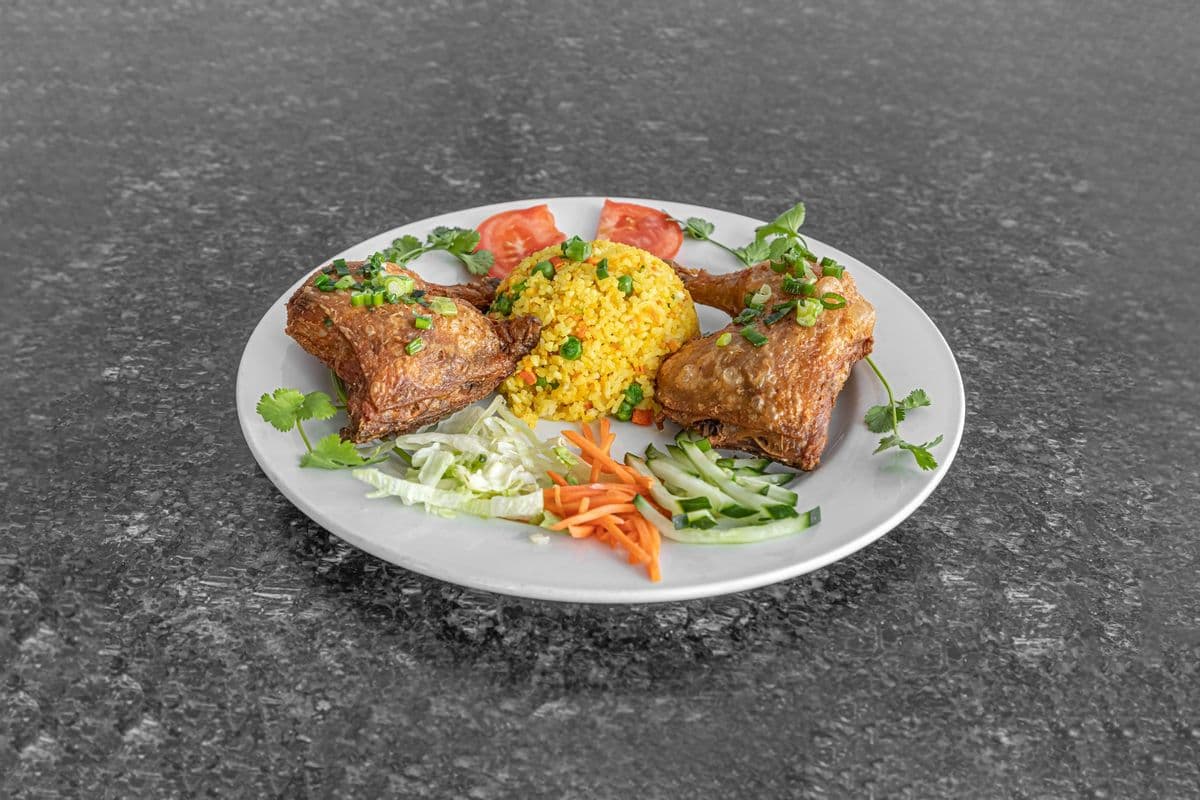 85. Crispy Chicken Leg on Fried Rice