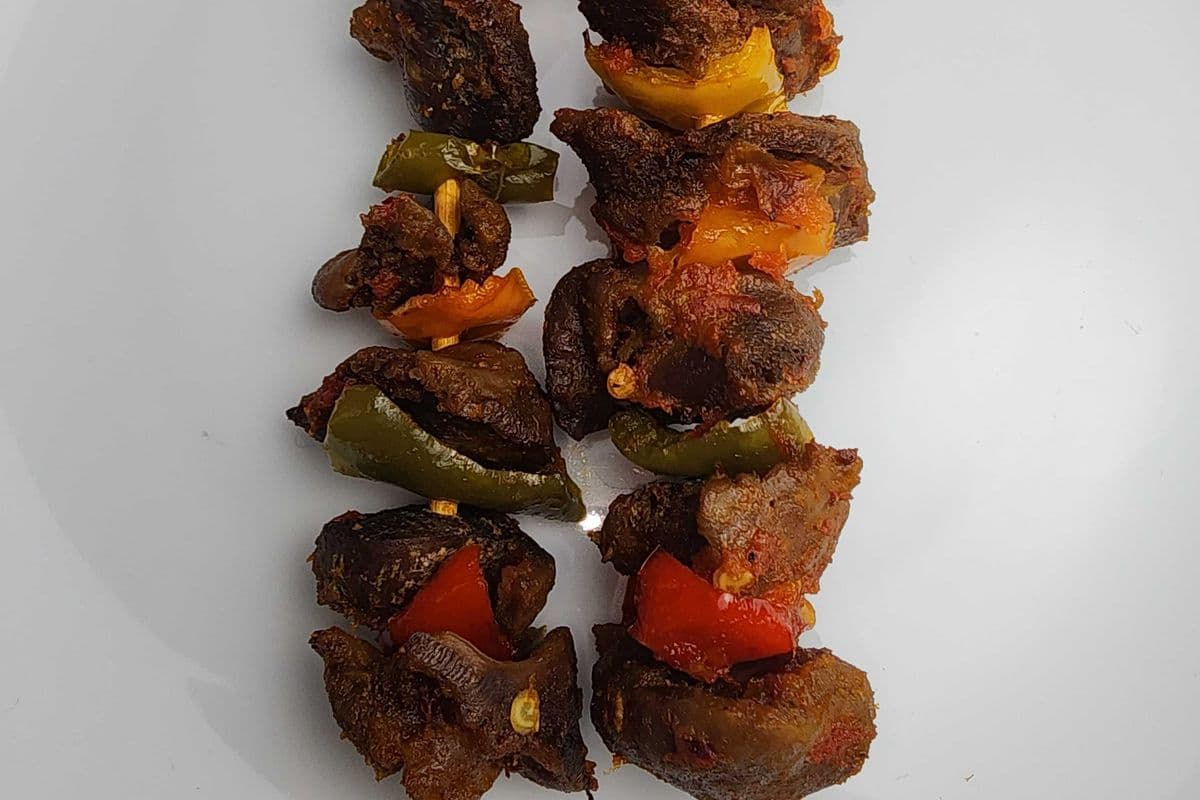 Peppered Gizzard Kebabs
