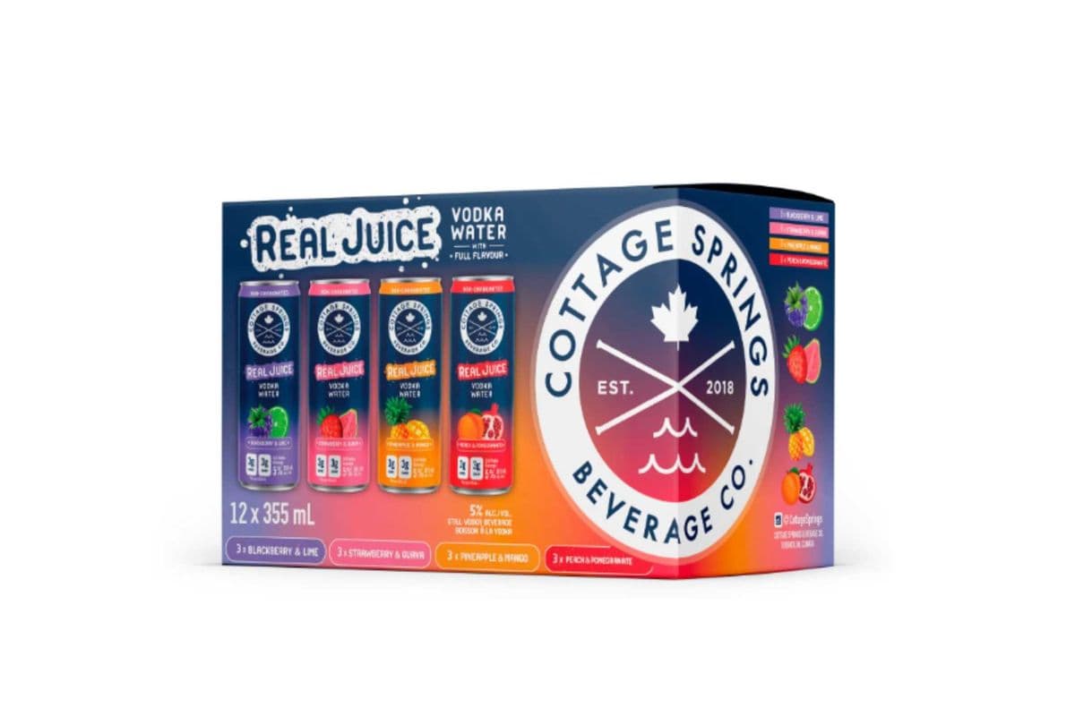 Cottage Springs Real Juice Vodka Water Mixer (12 x 355ml cans)
