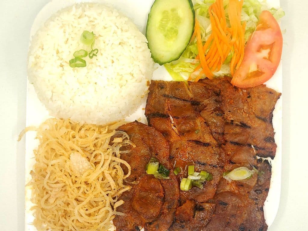 C8. Com Thit Nuong Tau Hu Ky - Lemongrass Pork, Fried Bean Curd