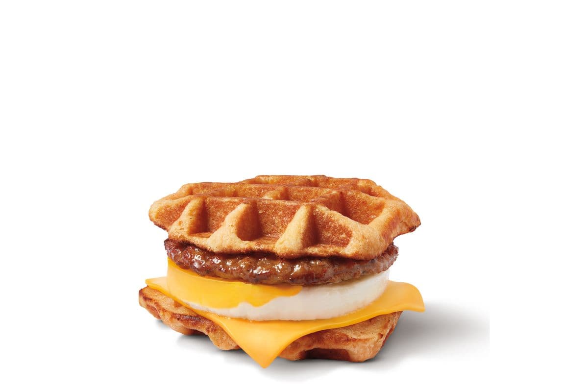 Double Stacked Belgian Waffle Breakfast Sandwich