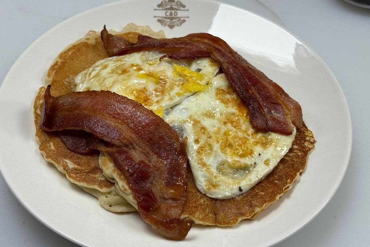 Two Pancakes, Two Eggs, and Meat
