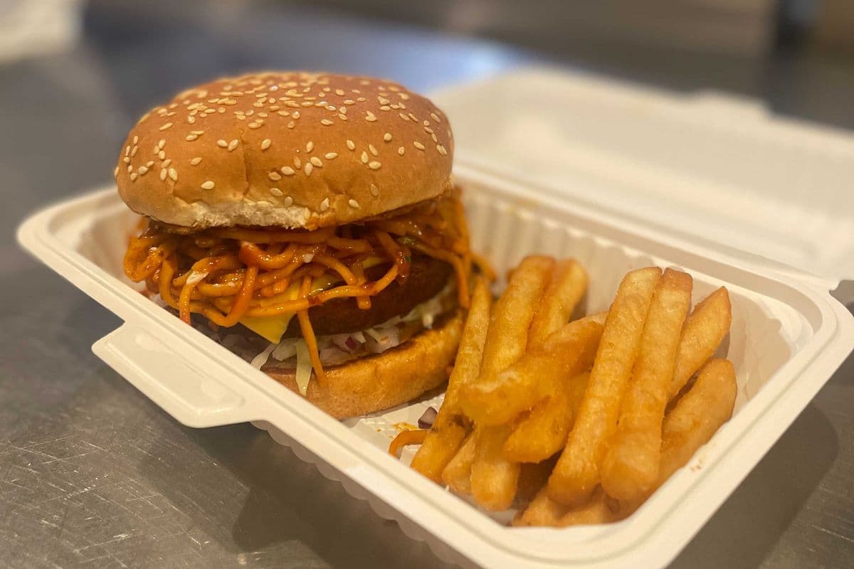 Noodle Burger (Veg) w/ Fries