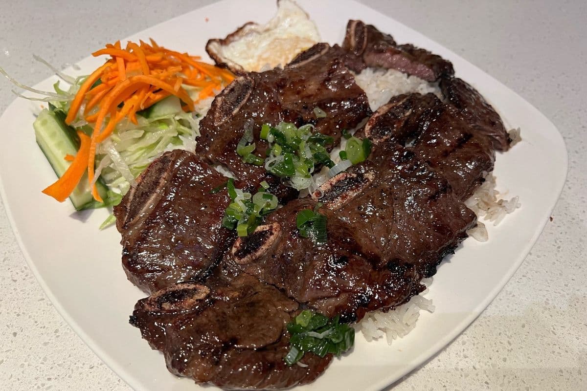 40A. Charbroiled Korean BBQ Short Ribs (2 Pcs) and Pan Fried Egg