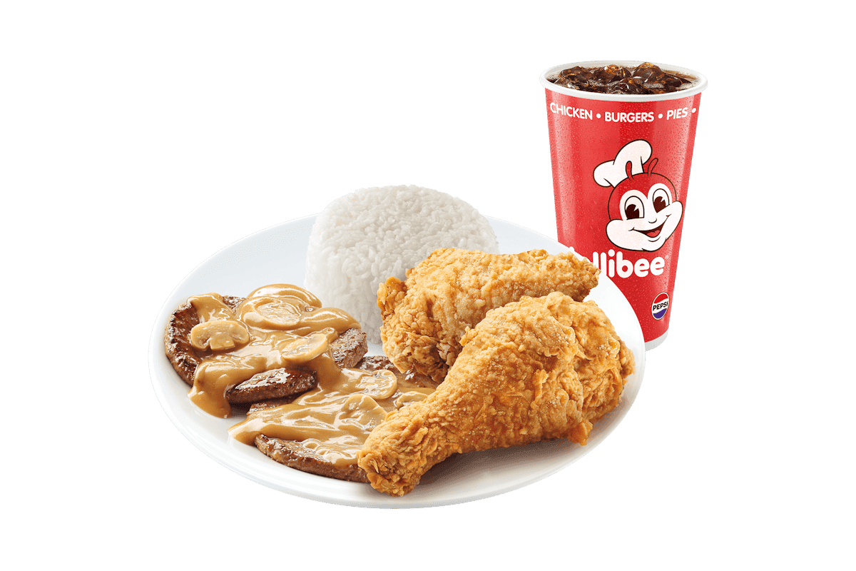 2pc Jolly Crispy Chicken w/ 2pc Burger Steak Side and Drink