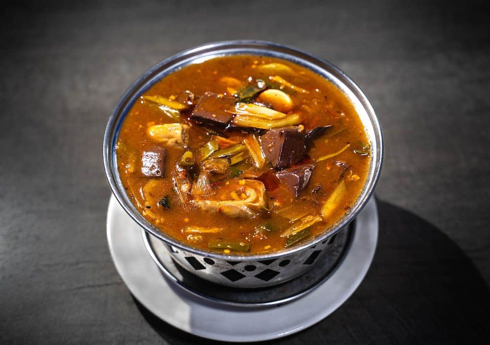 Stewed Pork Intestine & Pork Blood w/ Chili & Peppercorn Sauce (Spicy) / 五更腸旺(辣)