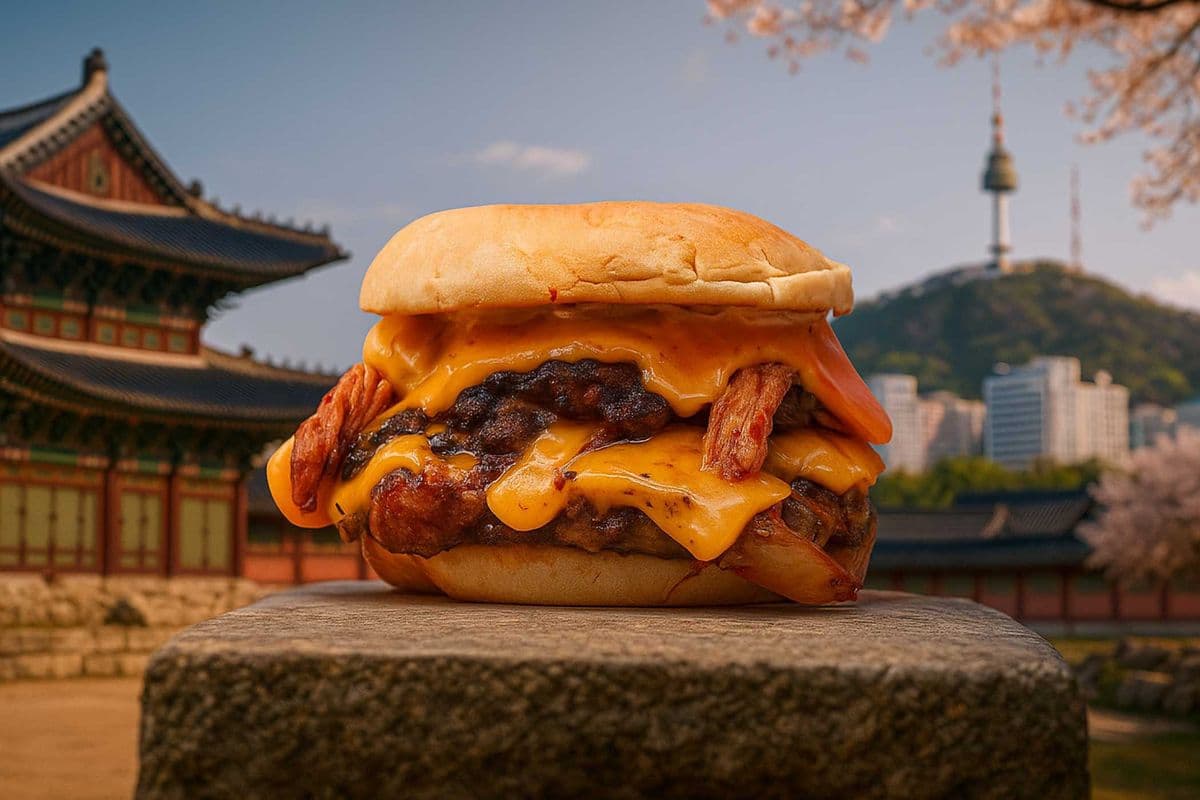 Kimchi Burger and Mandu Combo