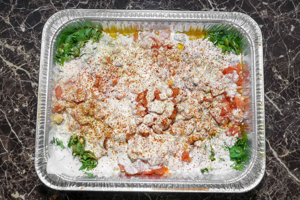 Foul with yogurt and Tahini Sauce Family Tray