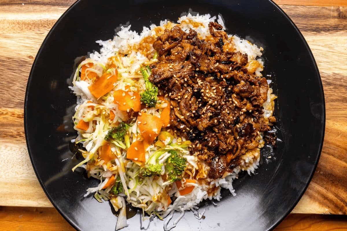 Teriyaki Pork, Rice, and Vegetables