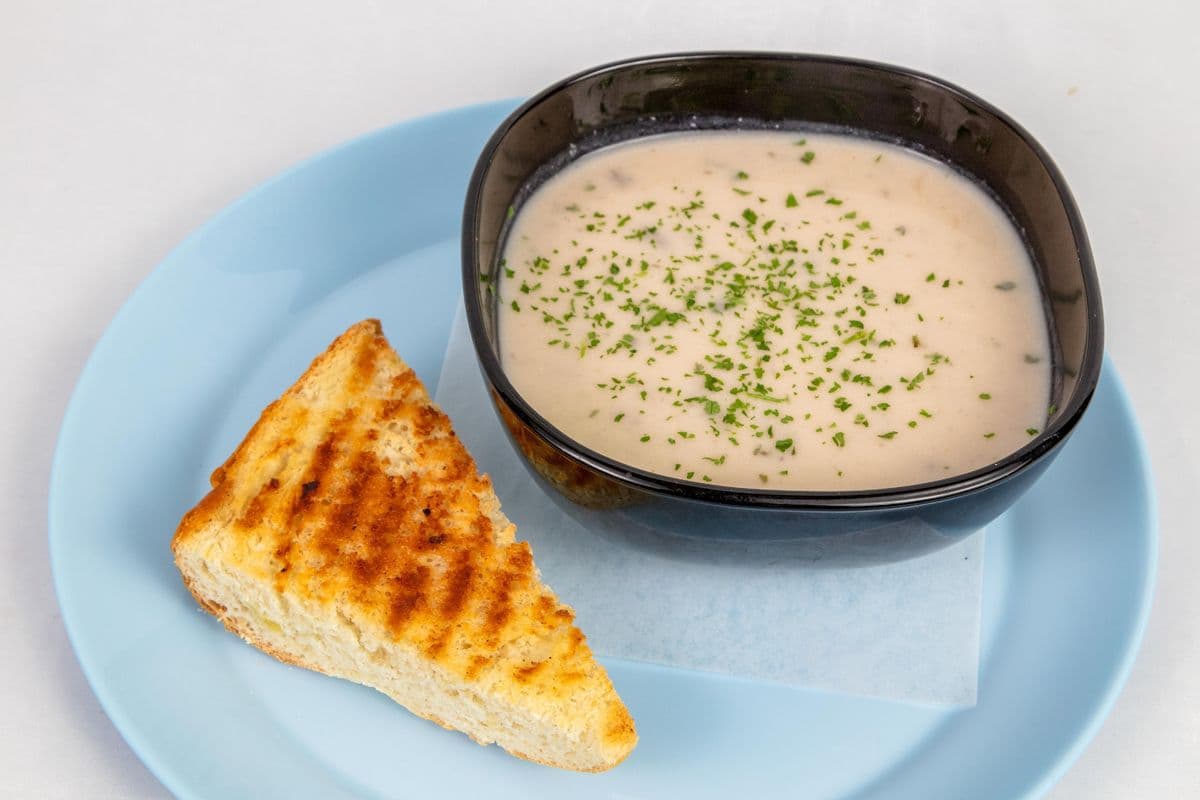 Cream of Mushroom Soup with Garlic Bread