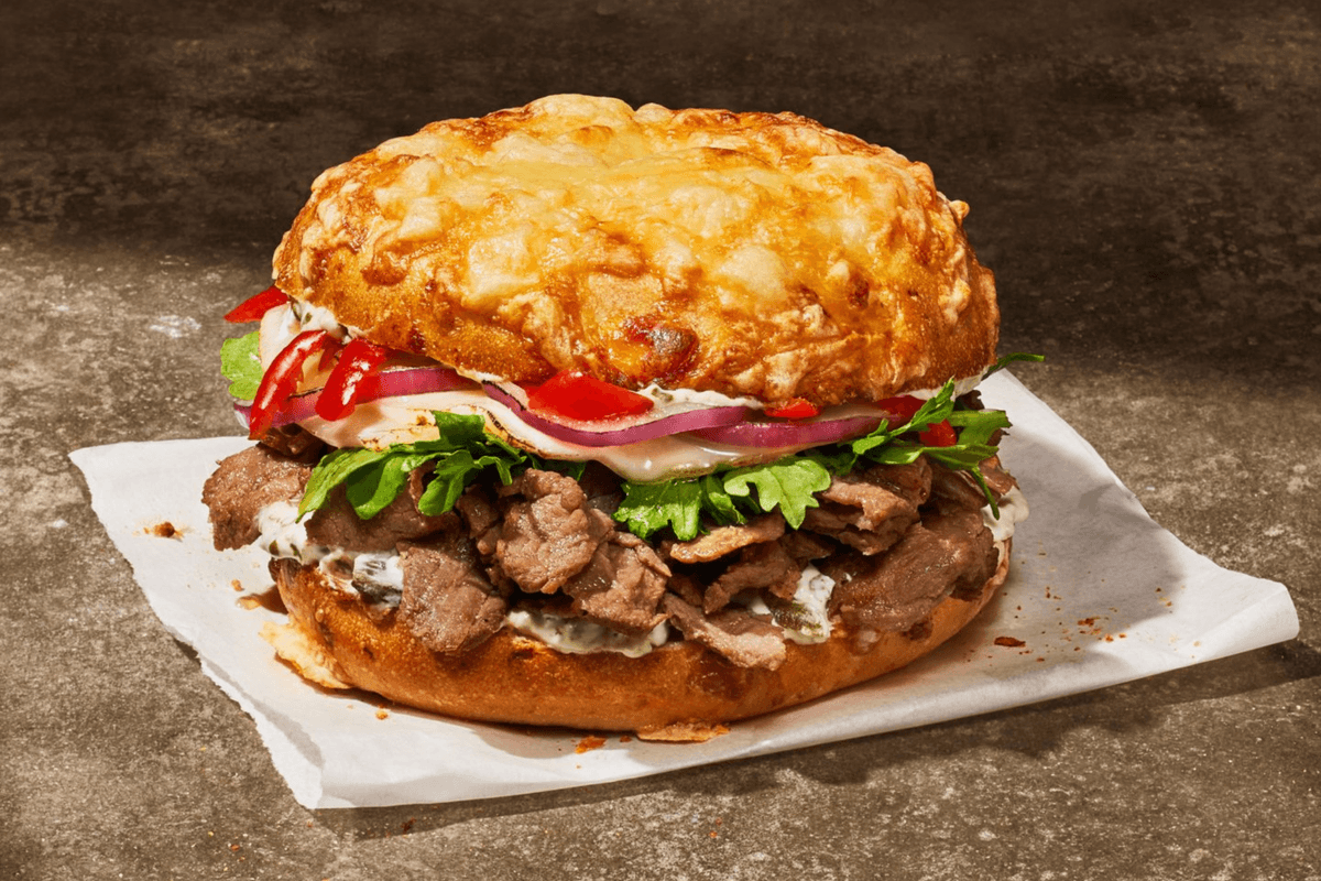Spicy Steak Asiago Bagel Stack