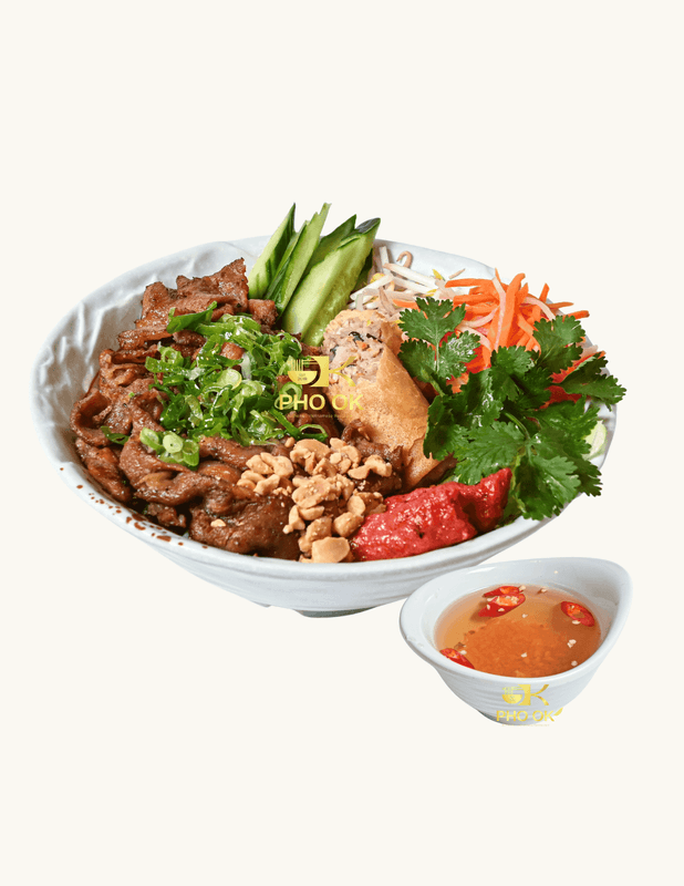 V2. Vermicelli with Grilled Meats, and Fried Spring Roll