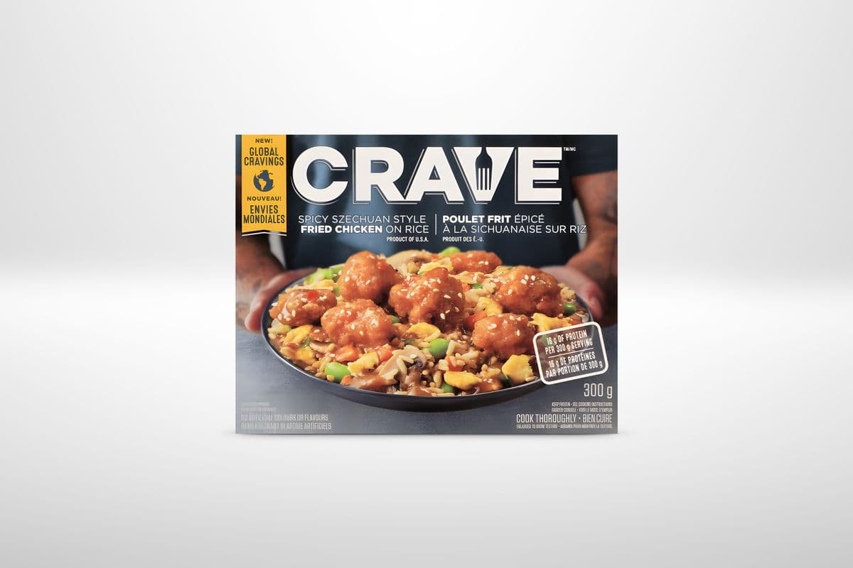 CRAVE Spicy Szechuan Style Fried Chicken on Rice Frozen Meal (300 g)